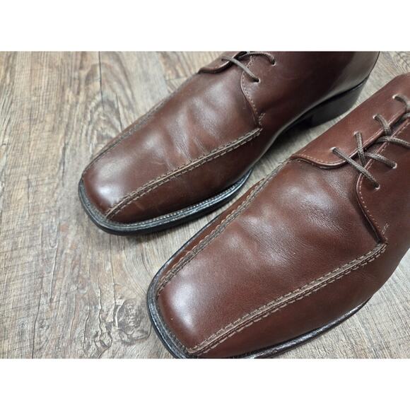 Pronto Uomo FIRENZE Made In Italy Oxford Lace Up Brown Leather Men's Shoes 10 - Picture 3 of 9